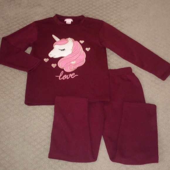 Girls🩷Pink Fleece 🦄 Set - Picture 1 of 7